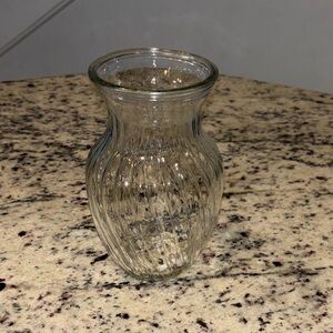 Clear Ribbed Glass Vase by